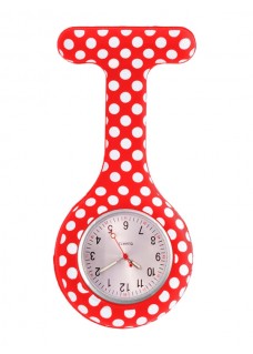 Reloj enfermera Polka Dots Rojo