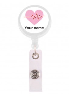 Porta Credenciales Retráctil ECG Rosa con tu Nombre